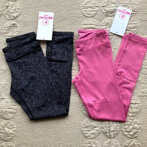 2 New 90 Degree by Relfex Girls Leggings Small(7/8) - Pink Punch & Starry Night